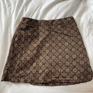 Brown Geometric Print Mini Skirt Golf Skort